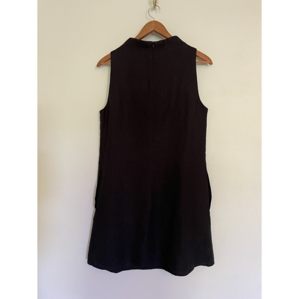 Sara Campbell Mockneck Linen Sleeveless Black Dress.‎ Size Medium. Made In USA. - Picture 5 of 10